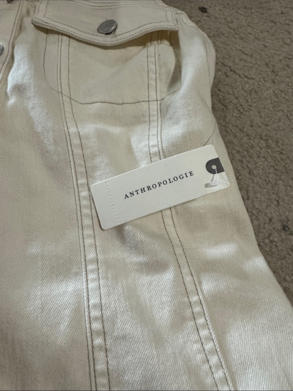 Anthropologie Pilcro Ivory Sleeveless Button-Front Mini Dress NWT size S - Picture 4 of 5